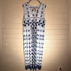 Ruby Rd. Navy and White Patterned Maxi Dress
